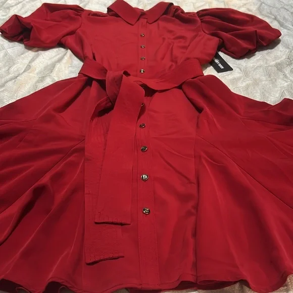Karl Lagerfeld Red Buttoned Dress size 8 NWT - Picture 3 of 8